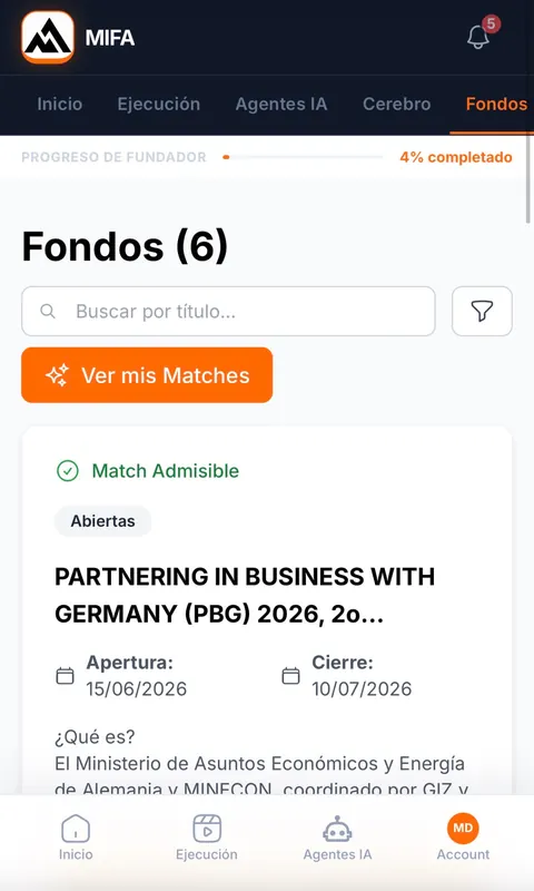 Motor de match de MIFA OS marcando un fondo como match admisible